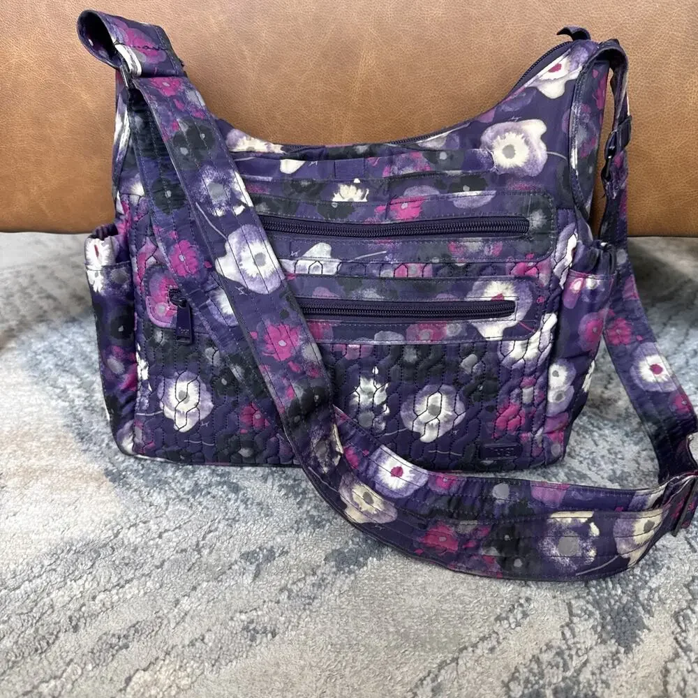 Lug Camper SE Quilted Crossbody Bag Blooming Floral Pockets Travel Purse